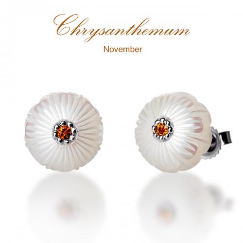 Chrysanthemum Pearl Flower Earrings